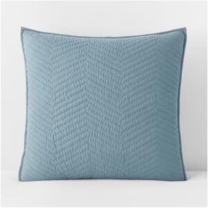 The Company Store Slate Blue Euro Sham Cotton Quilted Pillow Cover 26x26